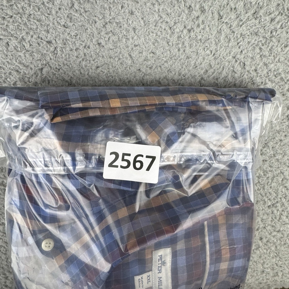 Peter Millar Long Sleeve Button Down Shirt Men's Size XXL Blue Plaid - Picture 11 of 11